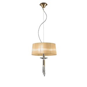 INSPIRED LIGHTING Tiffany Pendant 3+1 Light E27+G9, French Gold With Soft Bronze Shade & Clear Crystal