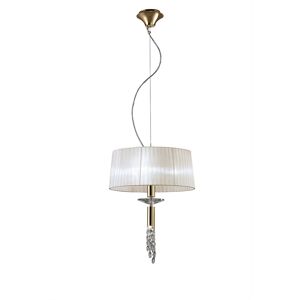 INSPIRED LIGHTING Tiffany Pendant 3+1 Light E27+G9, French Gold With White Shade & Clear Crystal