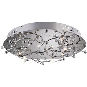 INSPIRED LIGHTING Fia Flush Ceiling Round 6 Light G4 White LEDs Polished Chrome/Crystal, NOT LED/CFL Compatible