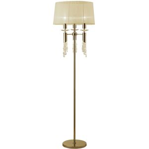 INSPIRED LIGHTING Tiffany Floor Lamp 3+3 Light E27+G9, French Gold With Cream Shade & Clear Crystal