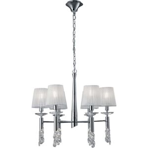 INSPIRED LIGHTING Tiffany Ceiling Pendant 6+6 Light E14+G9, Polished Chrome with White Shades & Clear Crystal