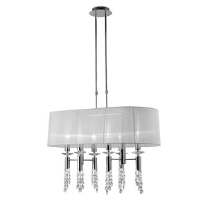 INSPIRED LIGHTING Tiffany Ceiling Pendant 6+6 Light E27+G9 Oval, Polished Chrome with White Shade & Clear Crystal