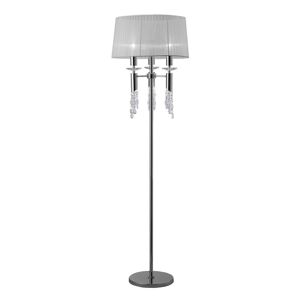 INSPIRED LIGHTING Tiffany Floor Lamp 3+3 Light E27+G9, Polished Chrome with White Shade & Clear Crystal