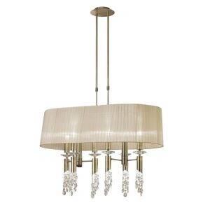 INSPIRED LIGHTING Tiffany Ceiling Pendant 6+6 Light E27+G9 Oval, Antique Brass with Soft Bronze Shade & Clear Crystal