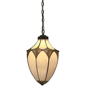 Interiors 1900 Lighting Brooklyn 1 Light Medium Ceiling Pendant Dark Bronze, Tiffany glass, E27