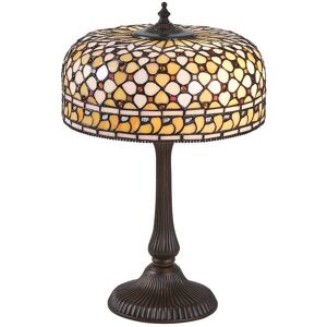 Interiors 1900 Lighting Mille 2 Light Medium Table Lamp Dark Bronze, Tiffany Glass, E14