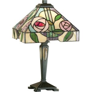 Interiors 1900 Lighting Willow 1 Light Small Table Lamp Dark Bronze, Tiffany Style Glass, E14