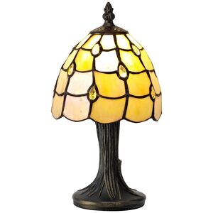 Luminosa Lighting Lincoln Tiffany Table Lamp, 1 x E14, Black, Gold, Beige, Clear Crystal Shade