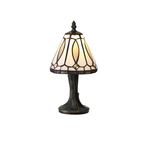 Luminosa Lighting Hardenburgh Tiffany Table Lamp, 1 x E14, White, Grey, Clear Crystal Shade