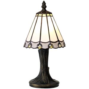 Luminosa Lighting Middleburgh Tiffany Table Lamp, 1 x E14, White, Grey, Clear Crystal Shade