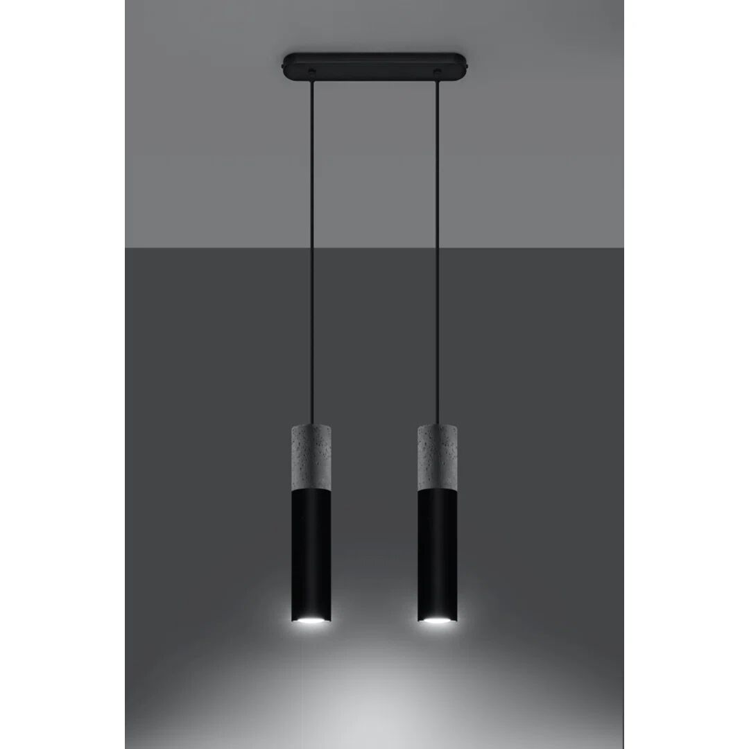 Photos - Chandelier / Lamp Sollux Borgio 2-Light Kitchen Island Cylinder Pendant black 100.0 H x 6.0 