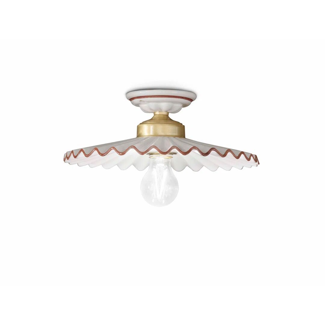 Photos - Chandelier / Lamp Ferroluce L'aquila 1 Light Semi Flush Light green/white 31.0 H x 31.0 W x 