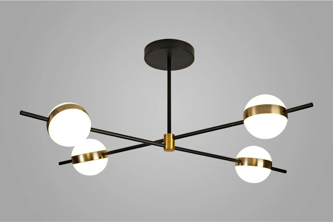 Photos - Chandelier / Lamp MANTRA Cuba Ceiling 4 Light, 32W LED, 3000K, 2400Lm, Gold/Black, 3Yrs Warr 