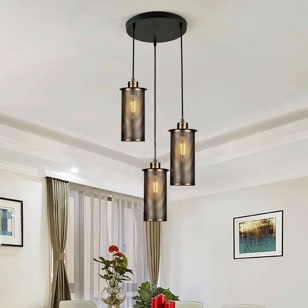 Photos - Chandelier / Lamp Rio Santel 3-Light Kitchen Island Cylinder Pendant brown 122.0 H x 20.0 W 