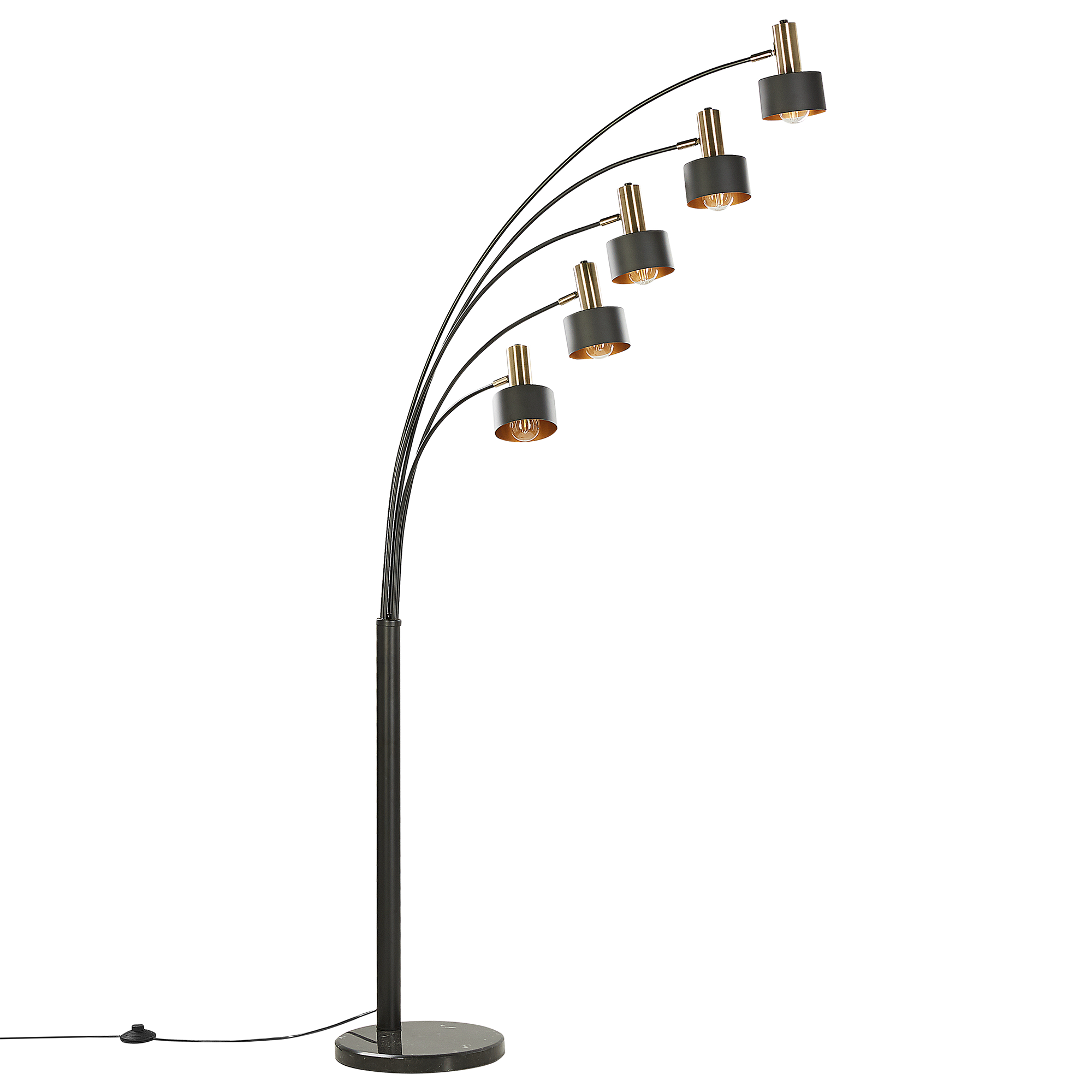 Photos - Chandelier / Lamp Beliani Floor Lamp Black Metal 120 cm 5 Arms Adjustable Round Shades Base 