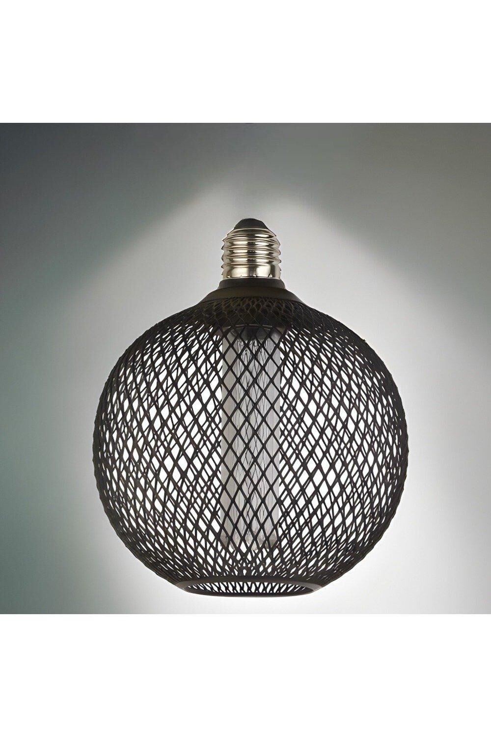 CGC Lighting Decorative Black Mesh Dimmable LED Bulb 1800K Ultra Warm Round Globe