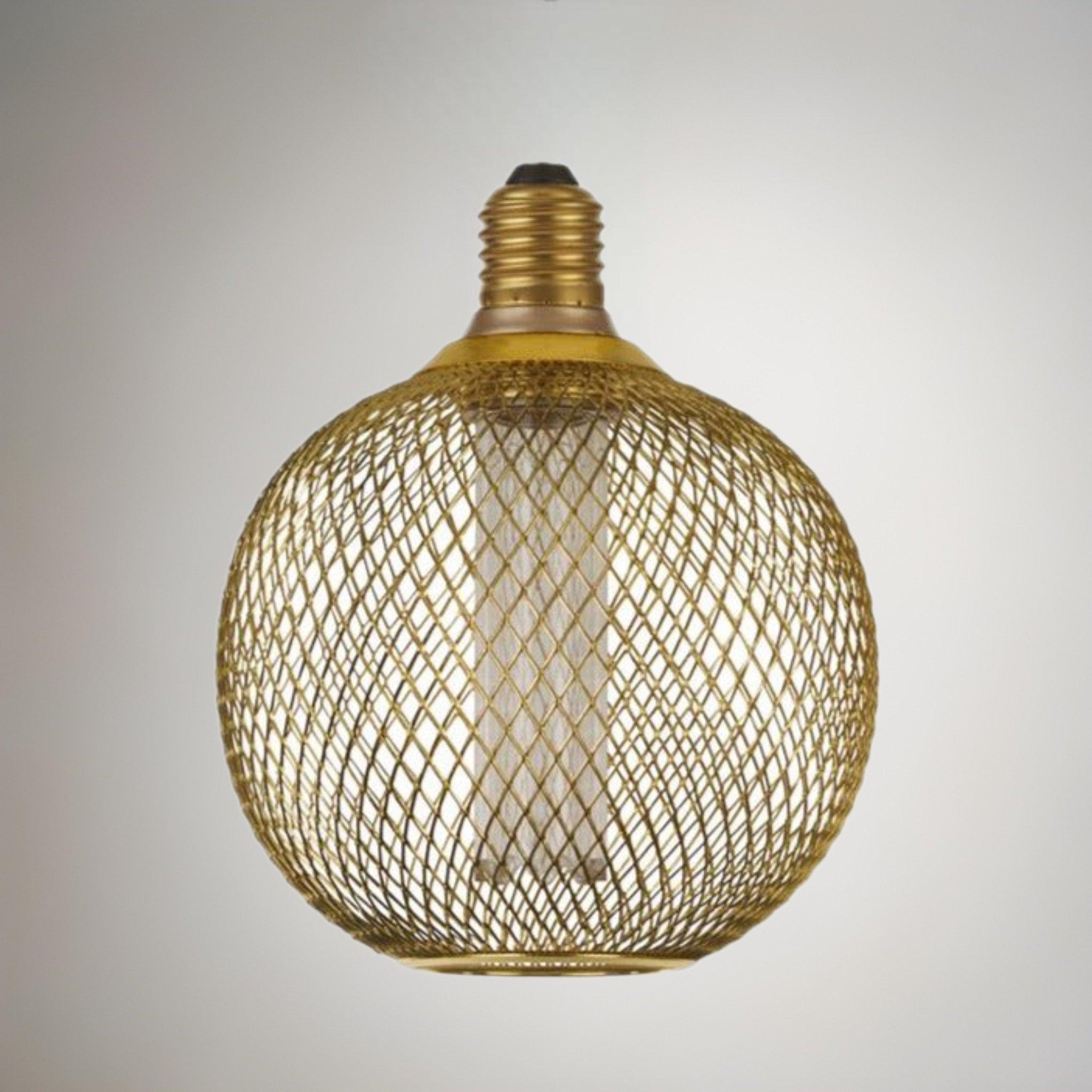 CGC Lighting Decorative Gold Mesh Dimmable LED Bulb 1800K Ultra Warm Round Globe