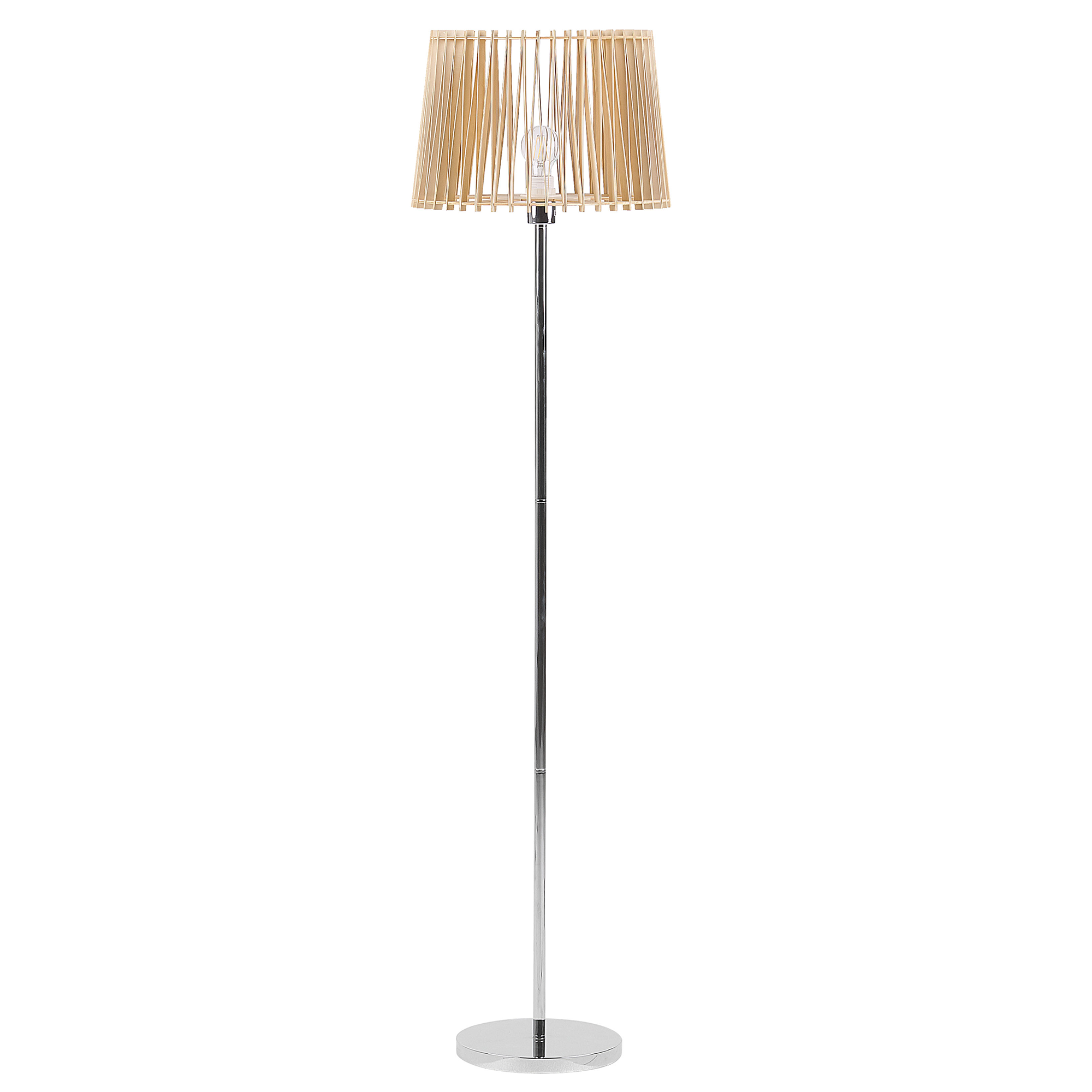 Beliani Floor Lamp Light Wood Shade with SIlver Base MDF and Metal 153 cm Standing Light