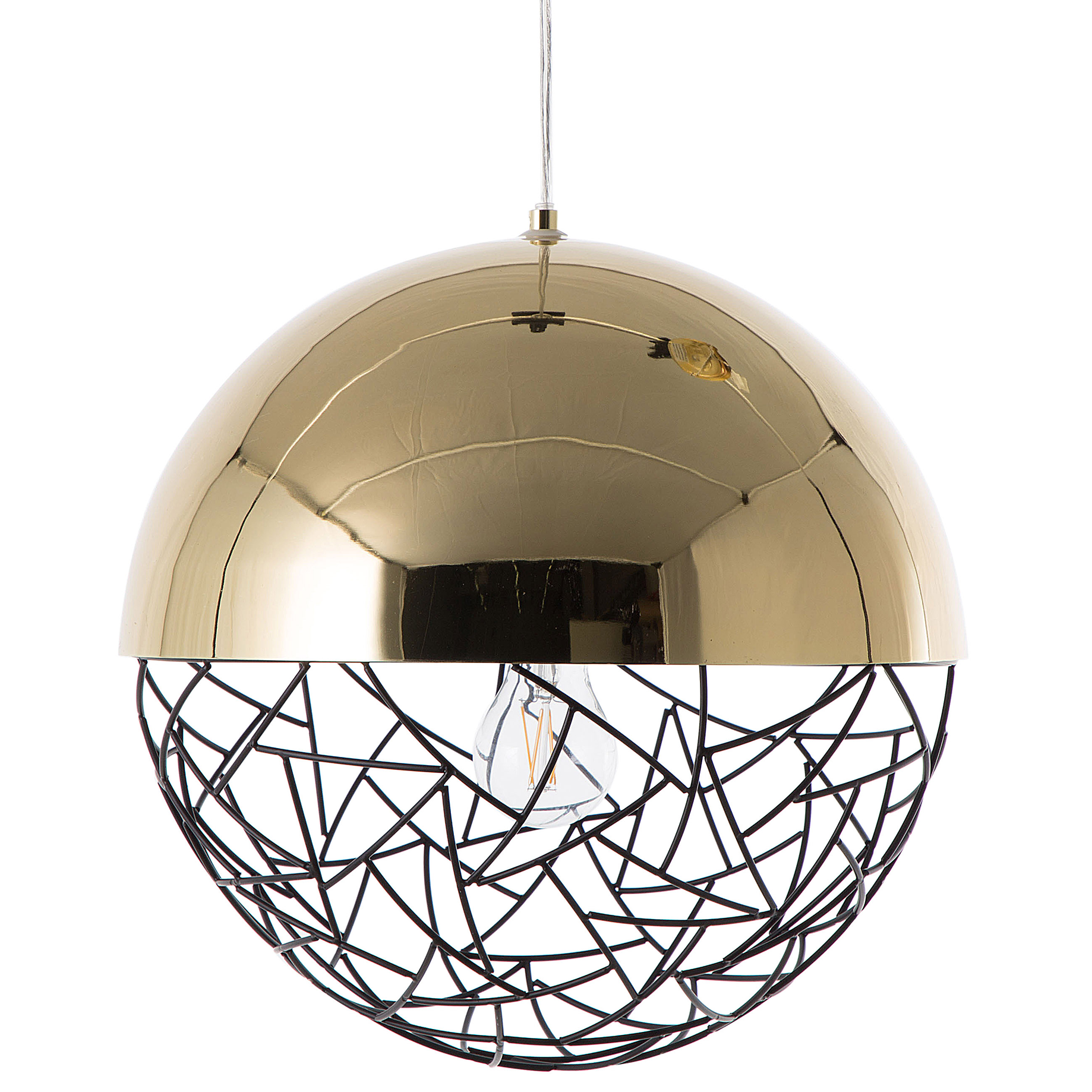 Beliani 1-Light Globe Pendant Light Gold Lamp Framework Modern