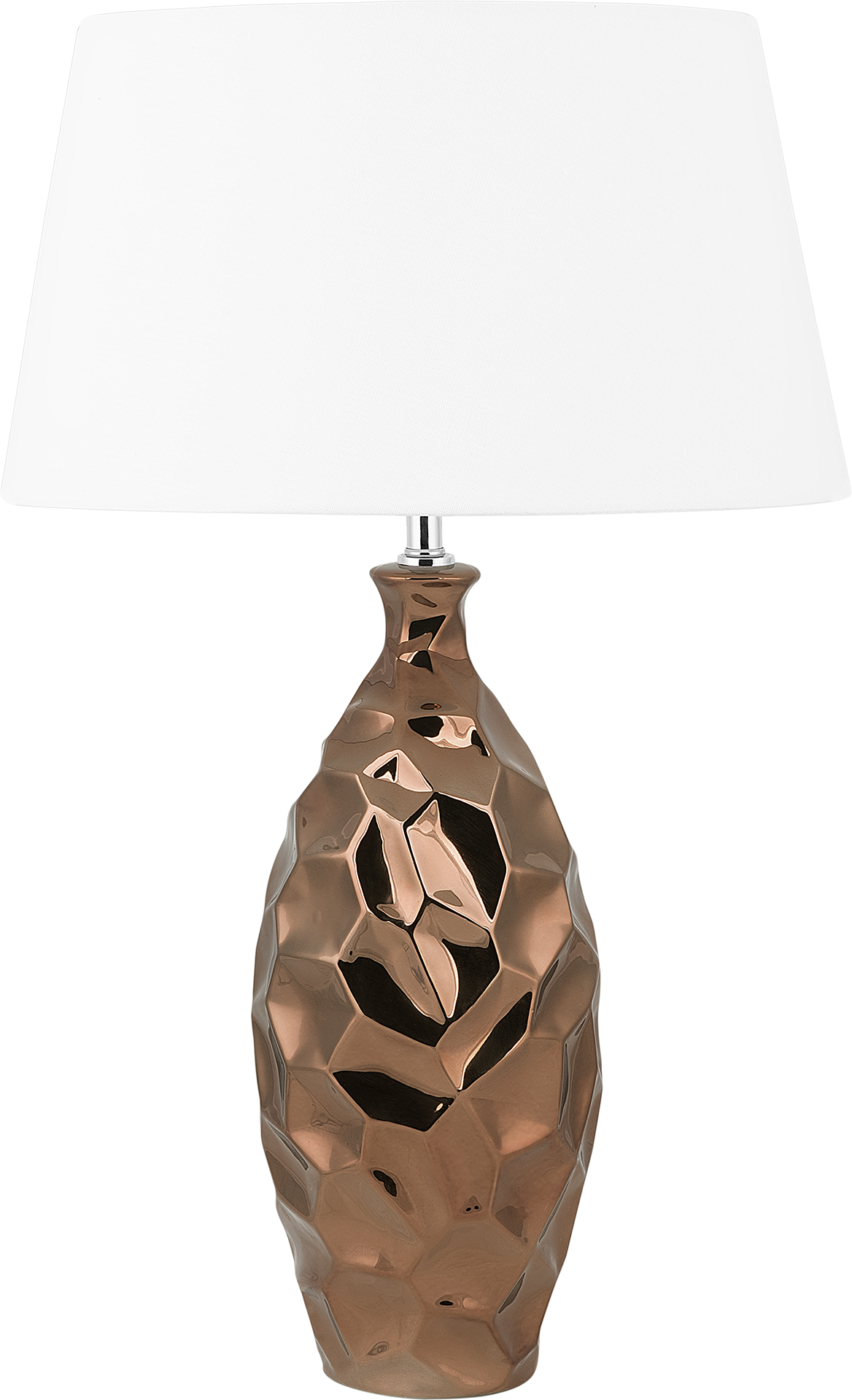 Beliani Table Lamp Gold with White Ceramic Glossy Base Drum Polyester Shade Eclectic Design