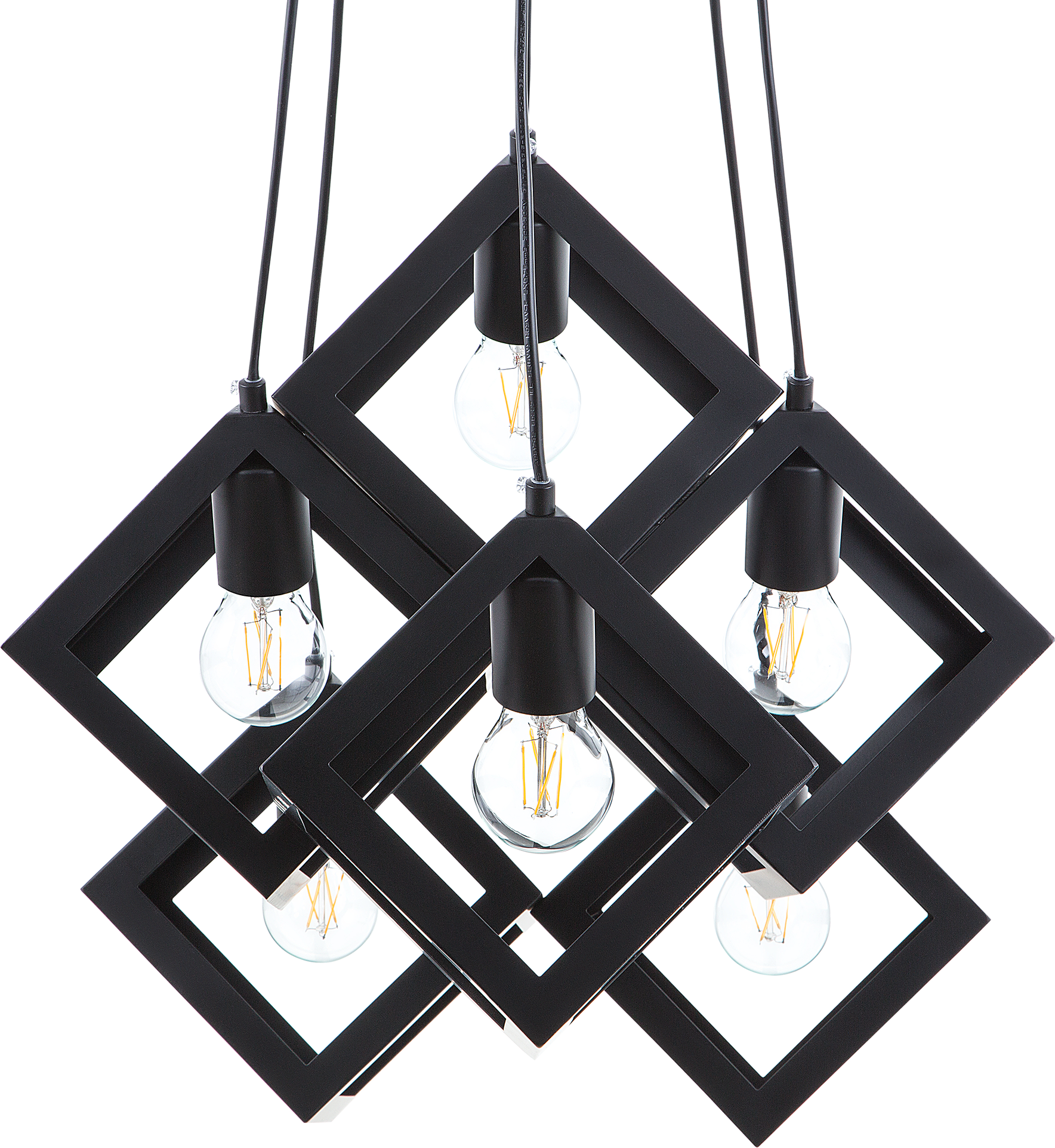 Beliani 6 Light Pendant Lamp Black Metal Geometric Ceiling Light