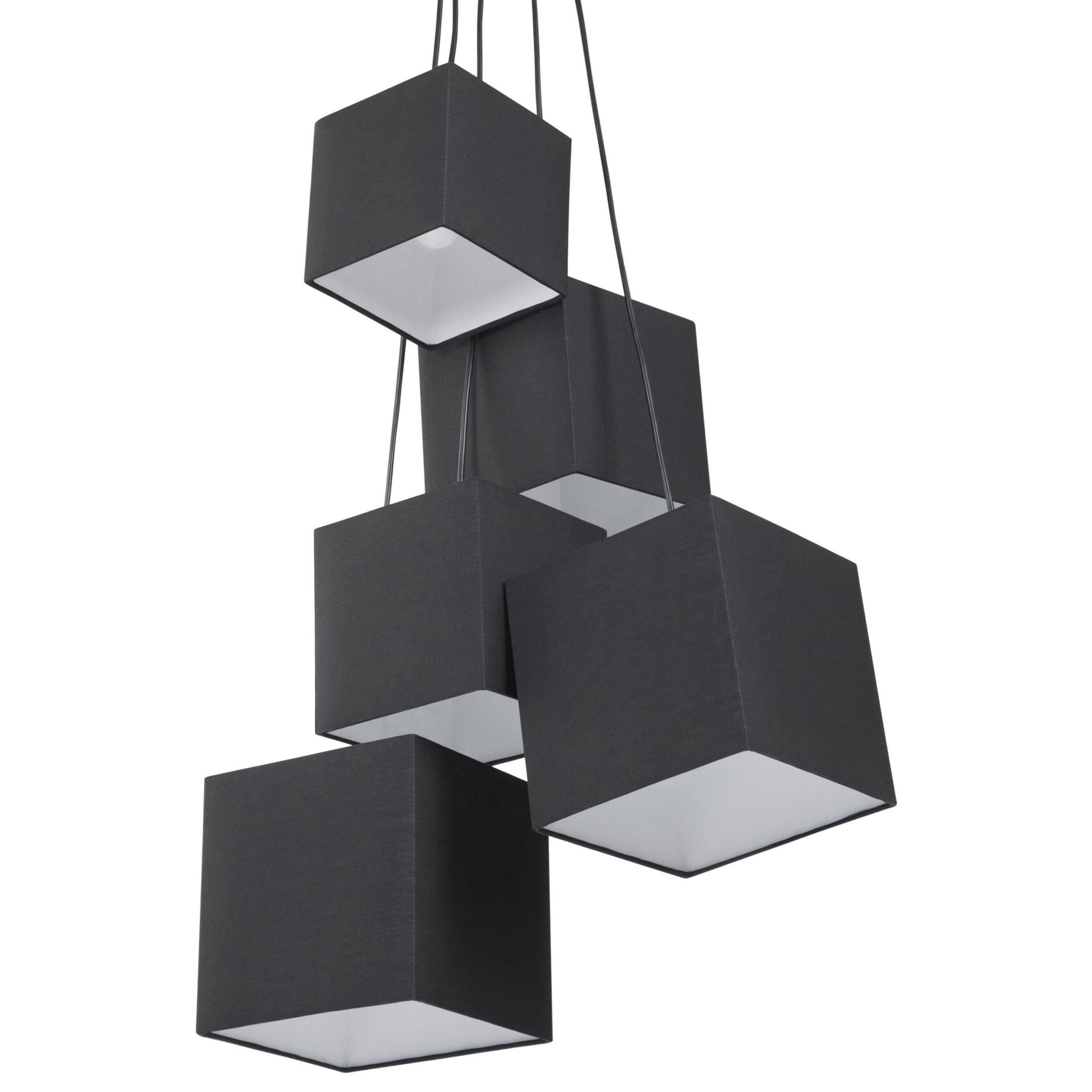 Beliani 5-Light Cluster Pendant Black Lamp Square Fabric Shades