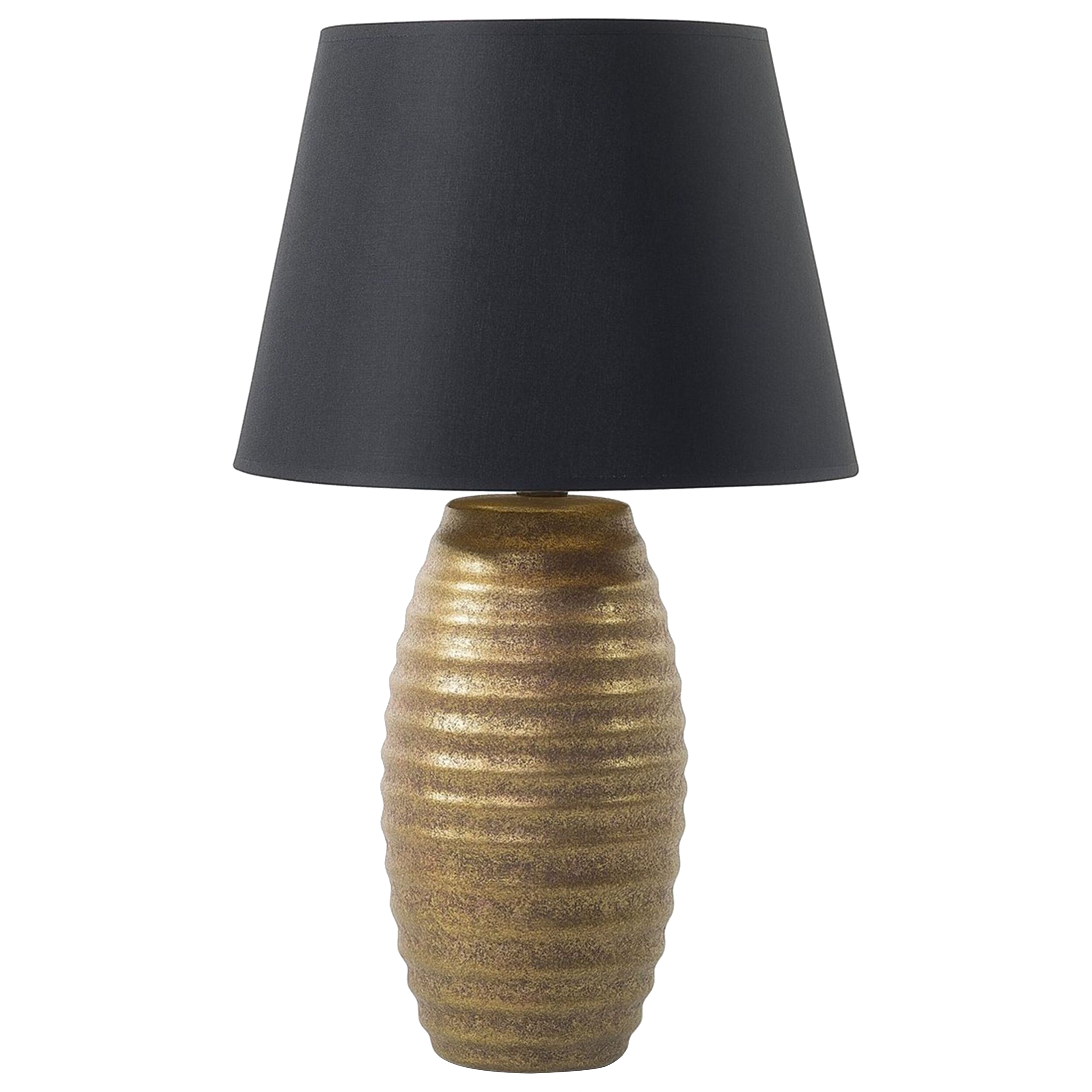 Beliani Table Lamp Gold Ceramic Base Black Fabric Cone Shade Bedside Table Lamp