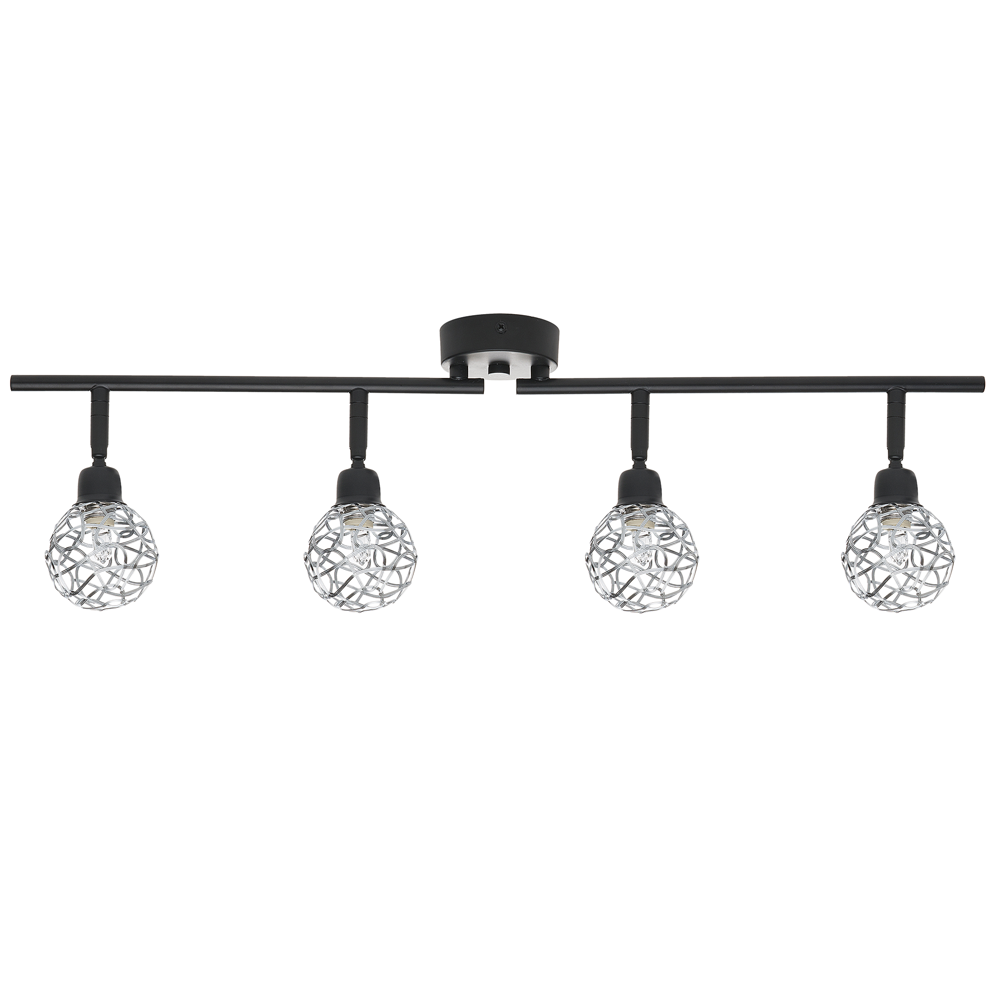 Beliani Ceiling Lamp Black Metal 4 Light Cage Shades Adjustable Arms Modern