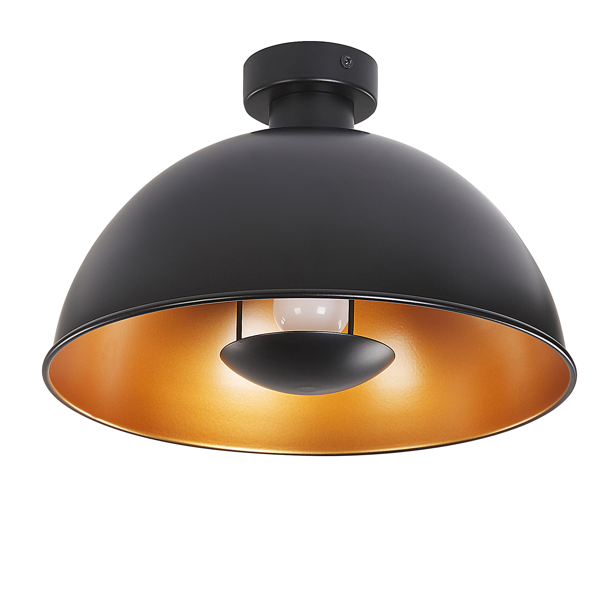 Beliani Ceiling Lamp Black Metal Gold Inner Half Globe ø 30 cm Modern Industrial Style
