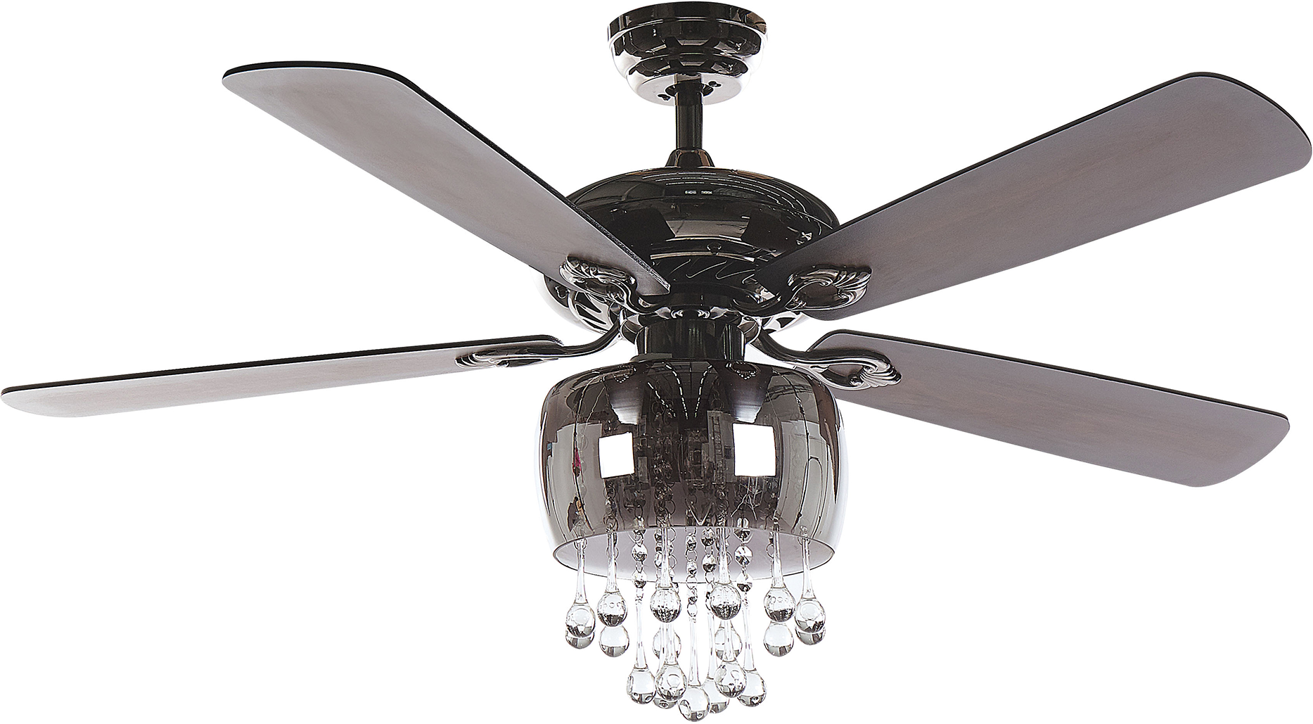 Beliani Ceiling Fan with Light Black Glass Metal Plywood Reversible Blades with Remote Control 3 Speeds Switch Timer Glamour Retro Design