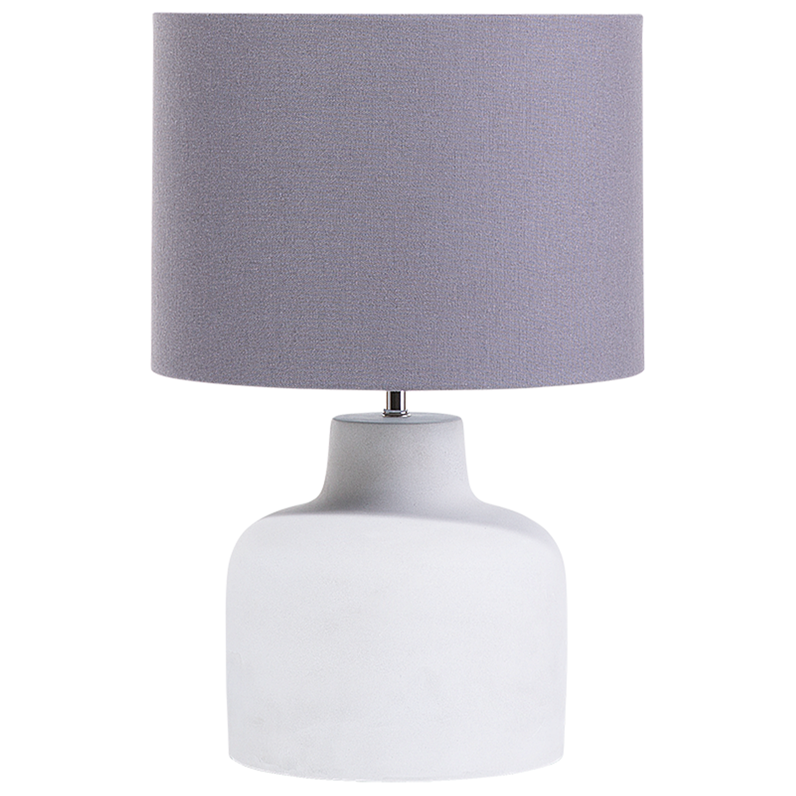 Beliani Table Lamp White Concrete Base Grey Drum Shade 43H cm Modern Bedside Lamp