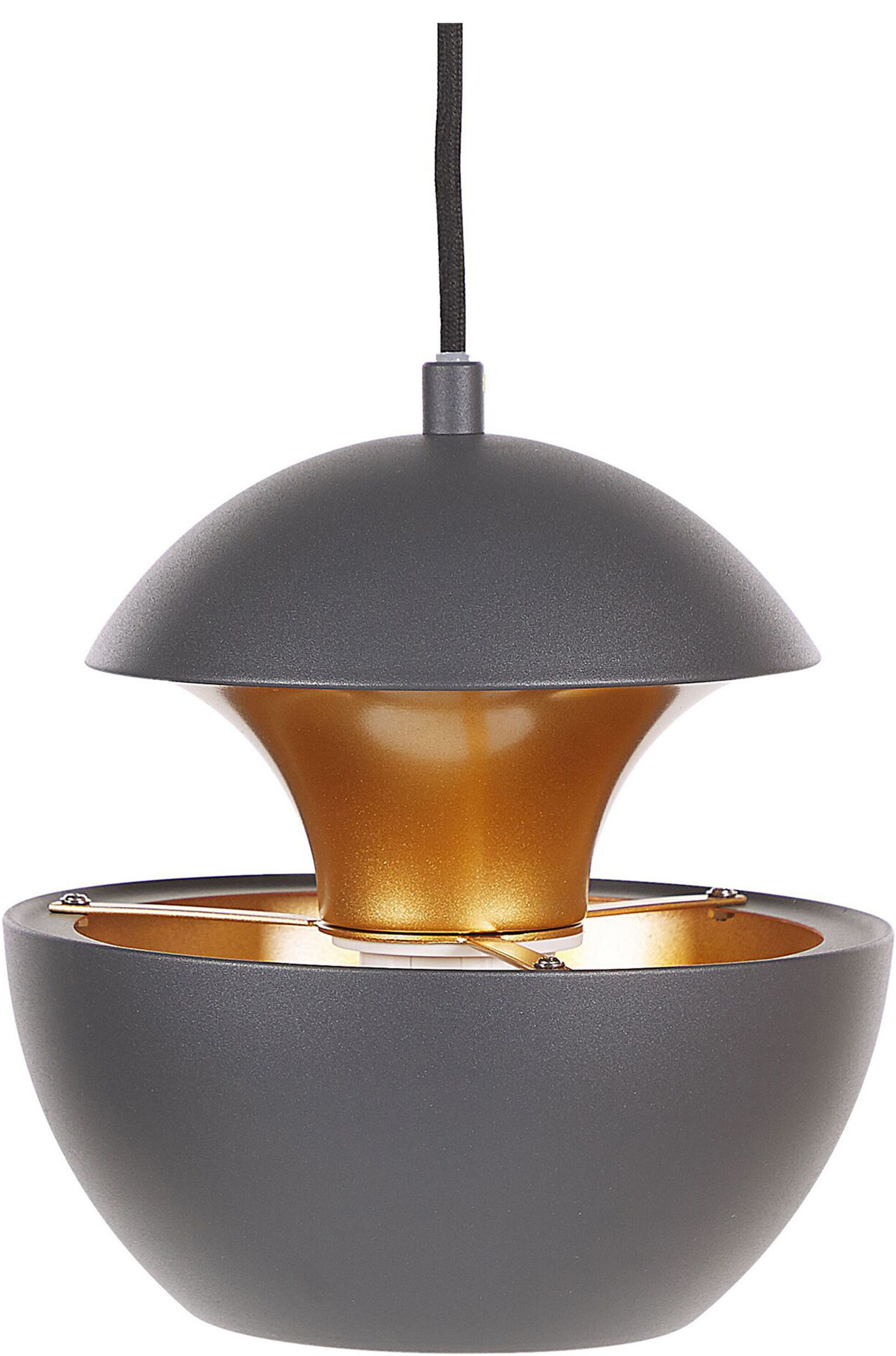 Beliani Pendant Lamp Black Metal Gold Inner Modern Design Hanging Kitchen Lighting