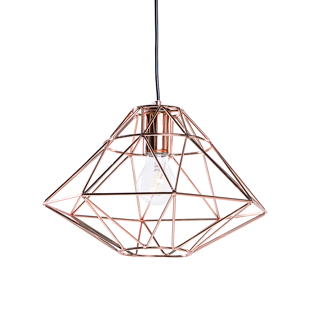 Beliani 1 Light Copper Pendant Ceiling Cage Shape Geometric Metal Naked Wire