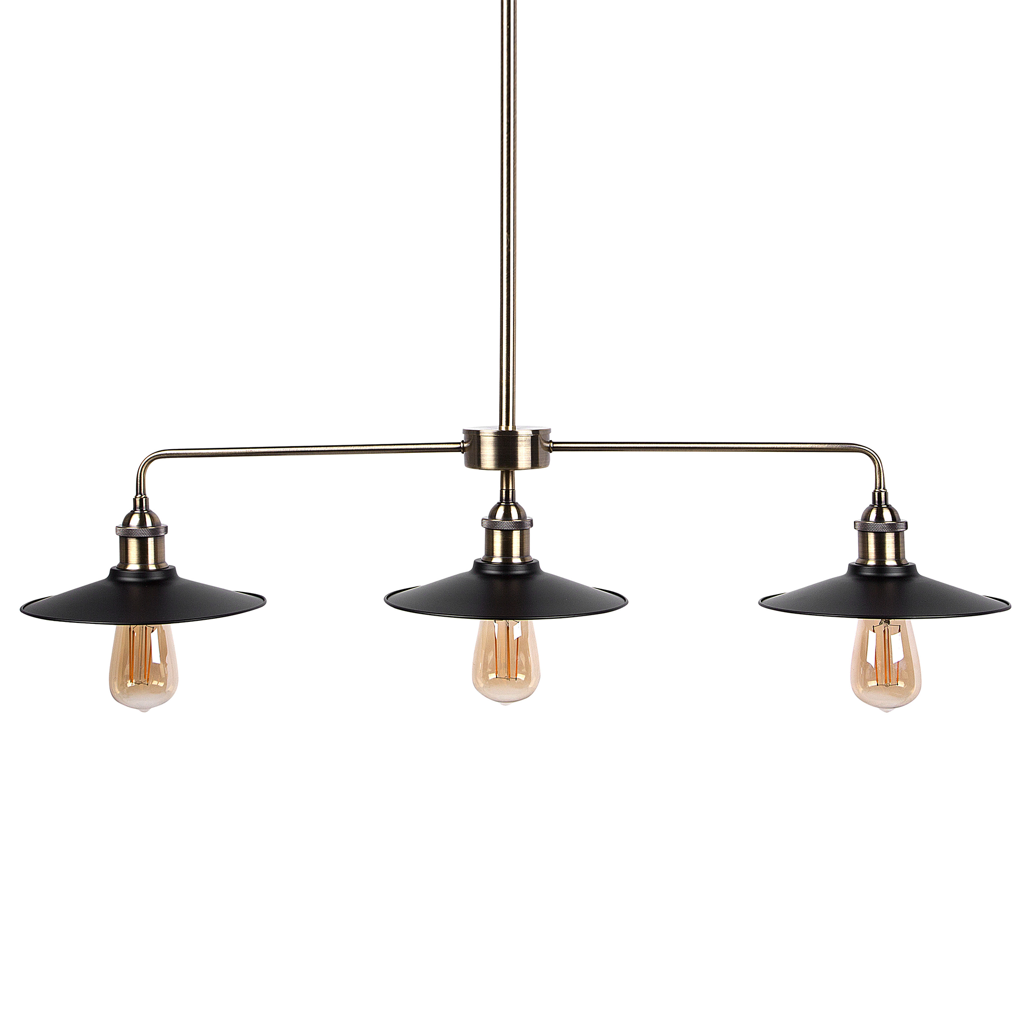 Beliani Hanging Lamp 3-Light Track Black Round Shades Metal Industrial Design