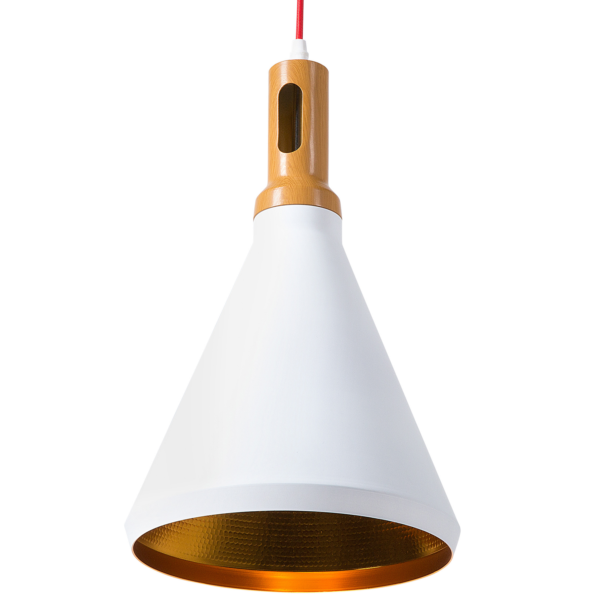Beliani Pendant Lamp White Copper Colour Aluminium Bell Shape Task Lighting Modern