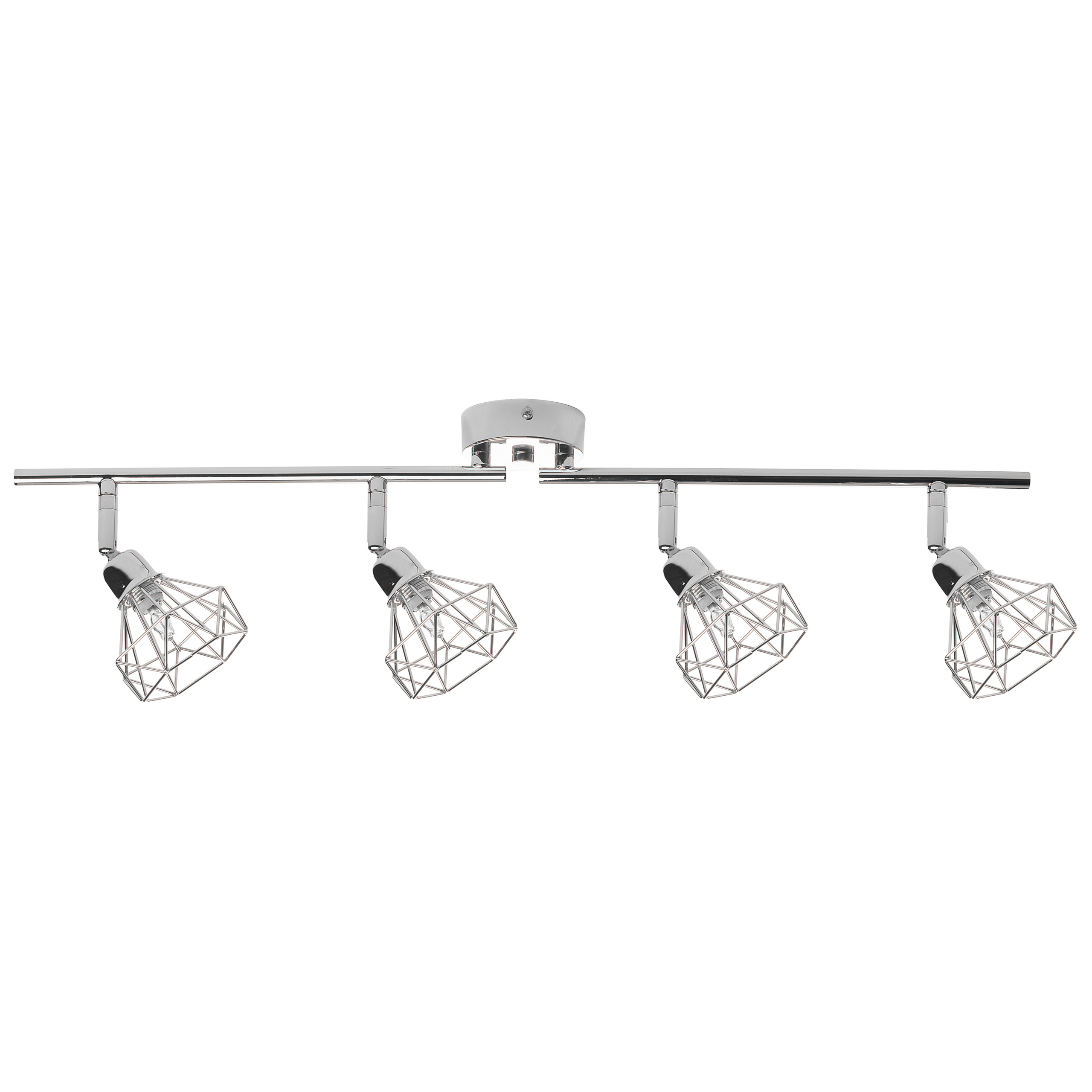 Beliani Ceiling Lamp Silver Metal 4 Light Cage Shades Adjustable Arms Modern