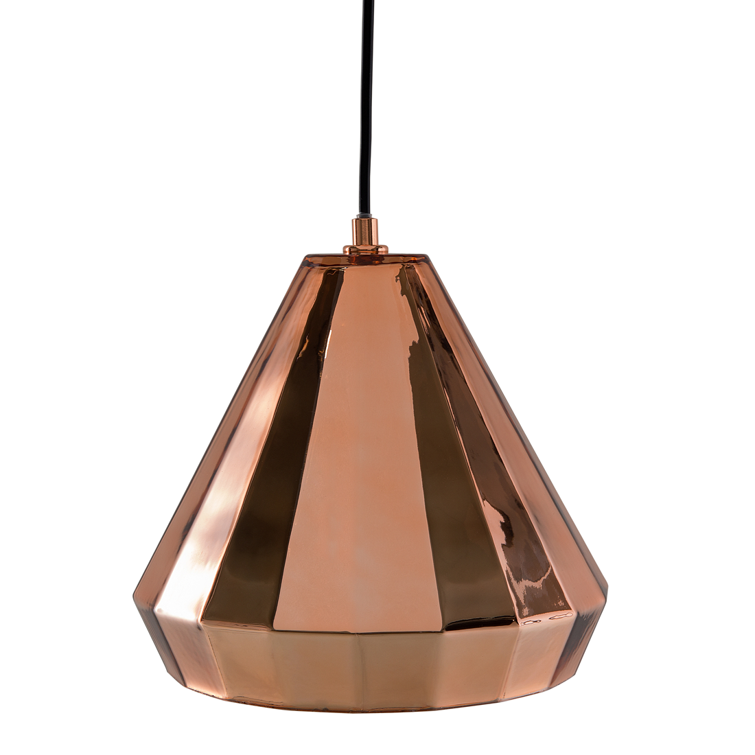 Beliani Hanging Light Pendant Lamp Copper High Gloss Shade Geometric Cone Industrial Design