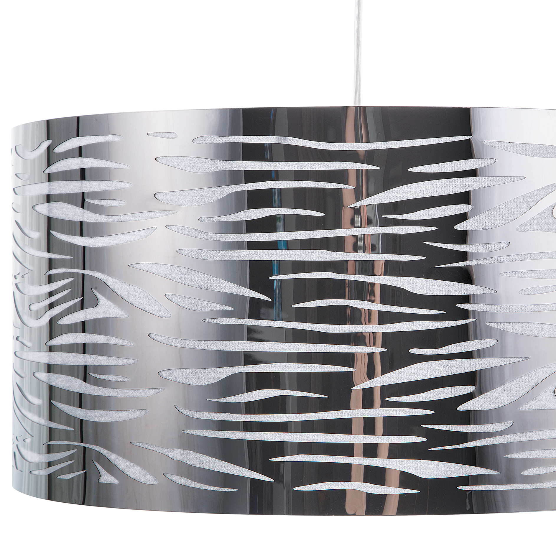 Beliani Pendant Lamp Silver Metal Drum Shaped Modern Ceiling Light
