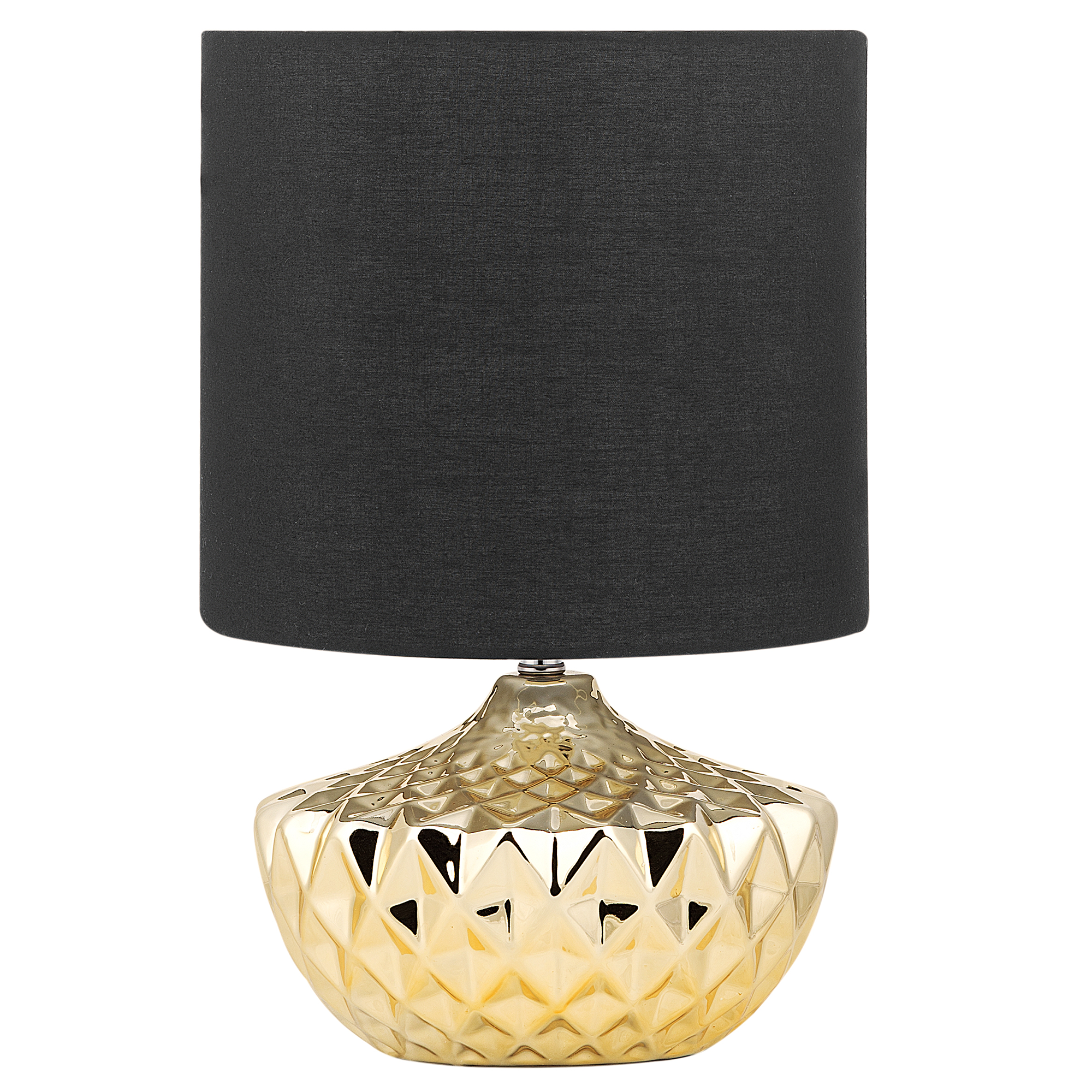 Beliani Bedside Table Lamp Golden Base Black Drum Shape