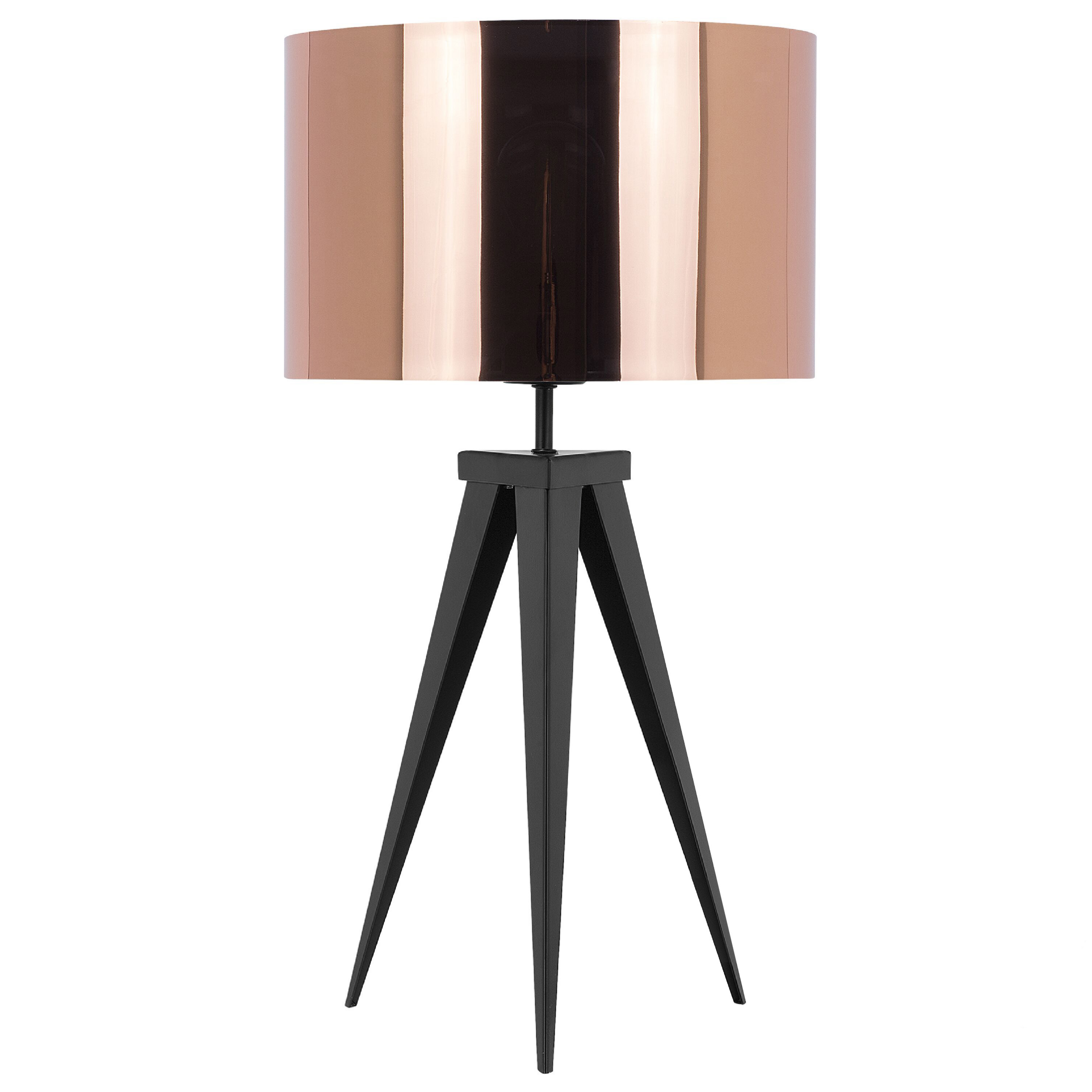 Beliani Tripod Table Lamp Copper with Black Base Drum Shade Industrial
