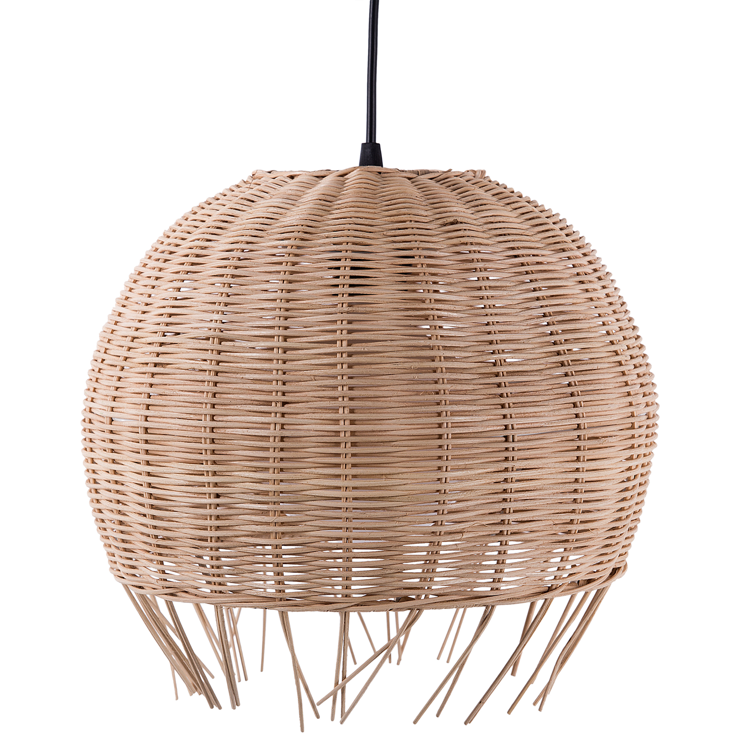 Beliani Pendant Lamp Brown Rattan Dome Shape Boho Eclectic