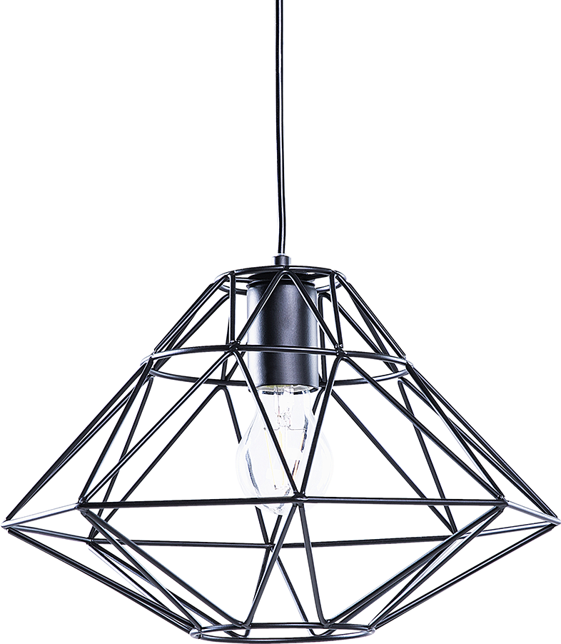 Beliani 1 Light Black Pendant Ceiling Cage Shape Geometric Metal Naked Wire