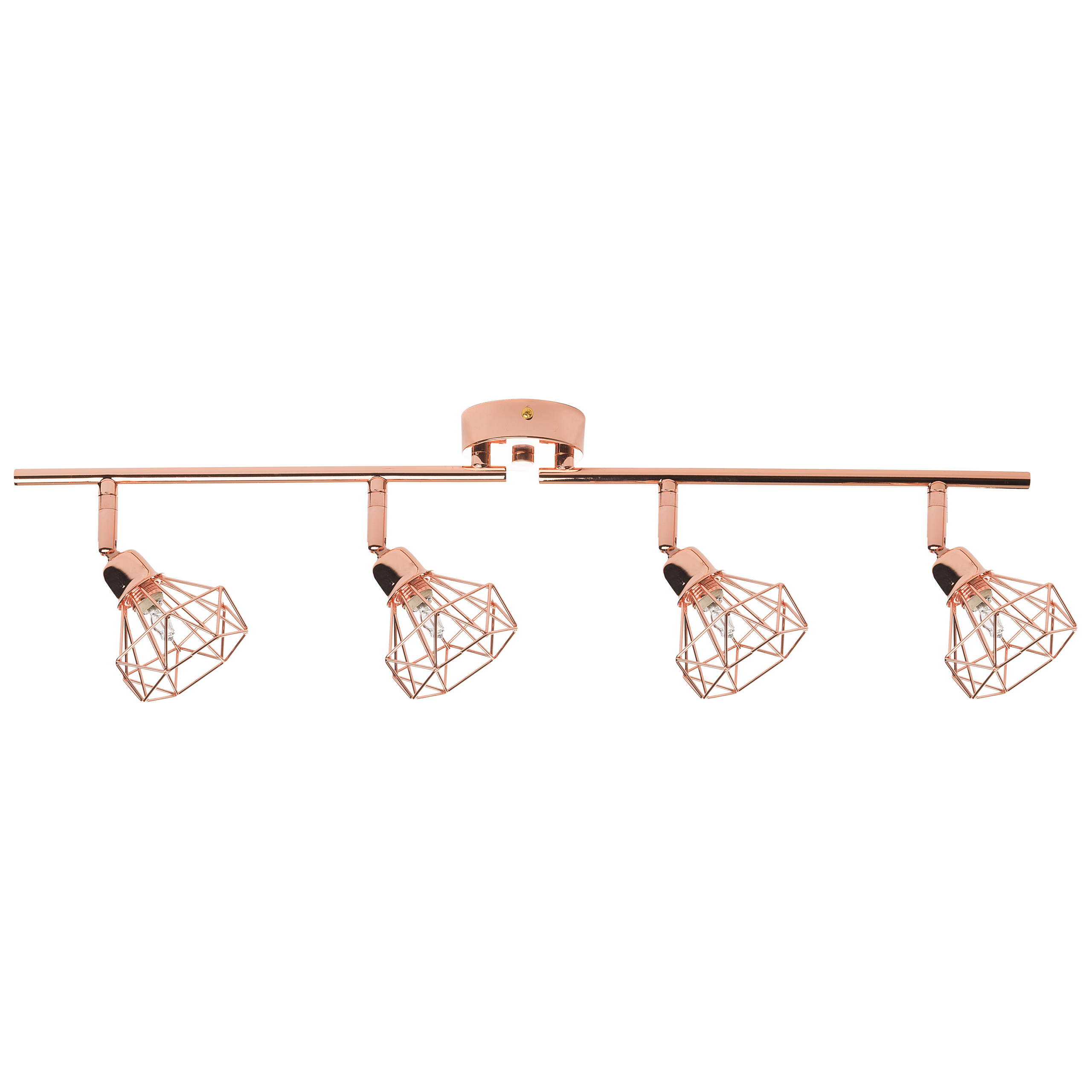 Beliani Ceiling Lamp Copper Metal 4 Light Cage Shades Adjustable Arms Modern