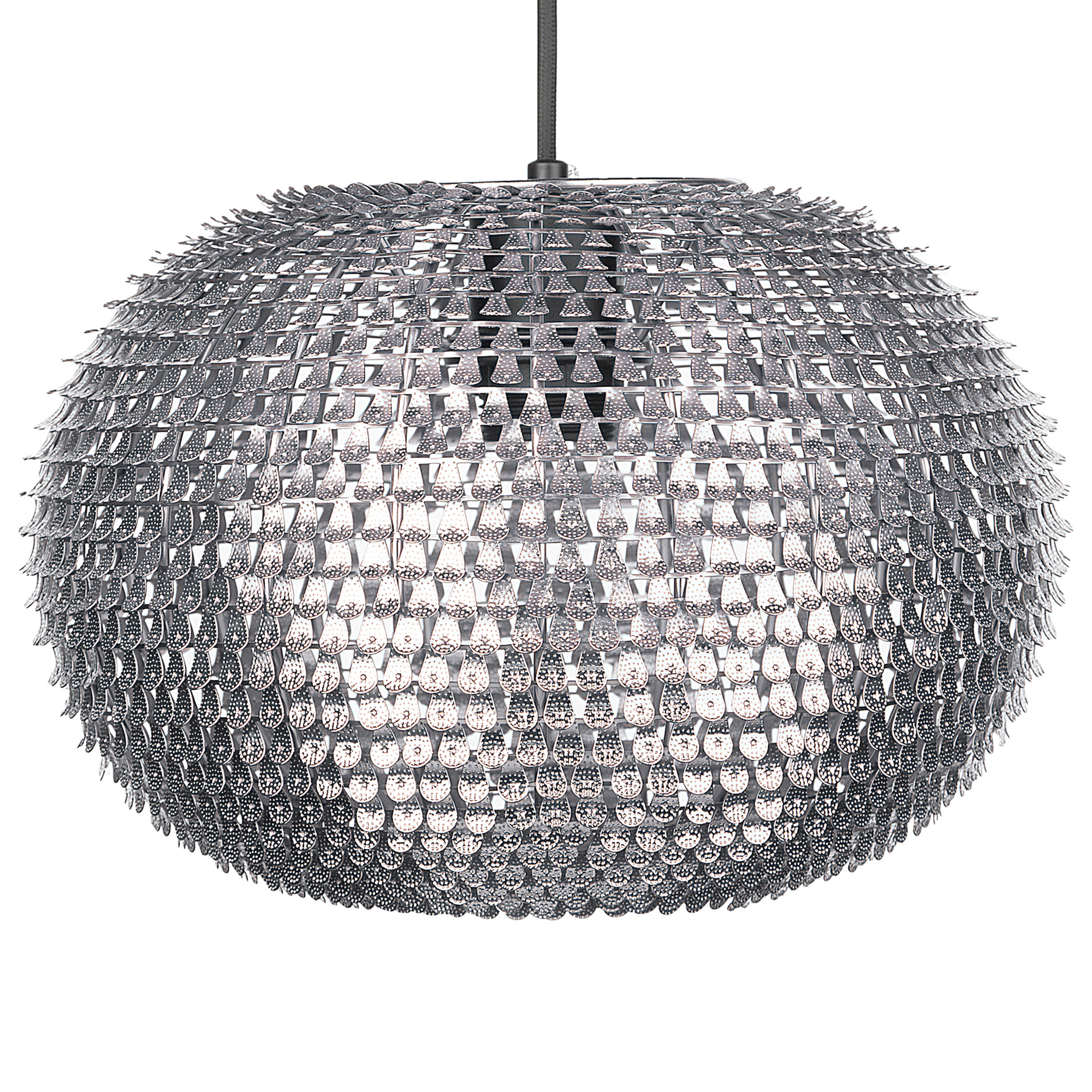 Beliani Pendant Lamp Silver Metal Globe Light Sparkle Scales