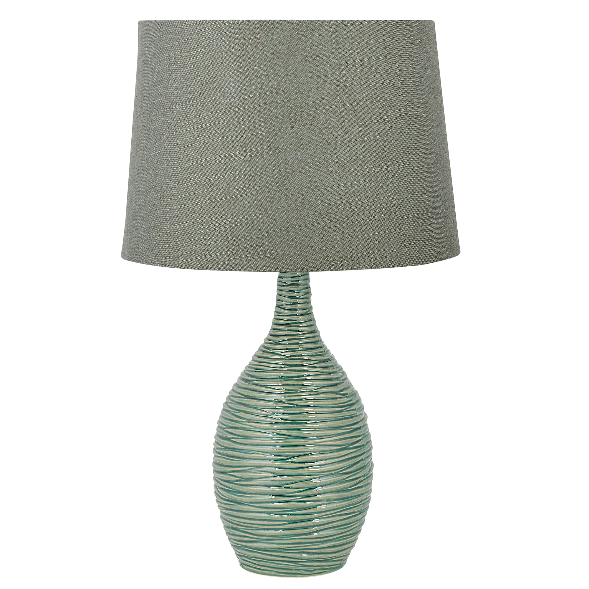 Beliani Bedside Table Lamp Light Green Ceramic Base
