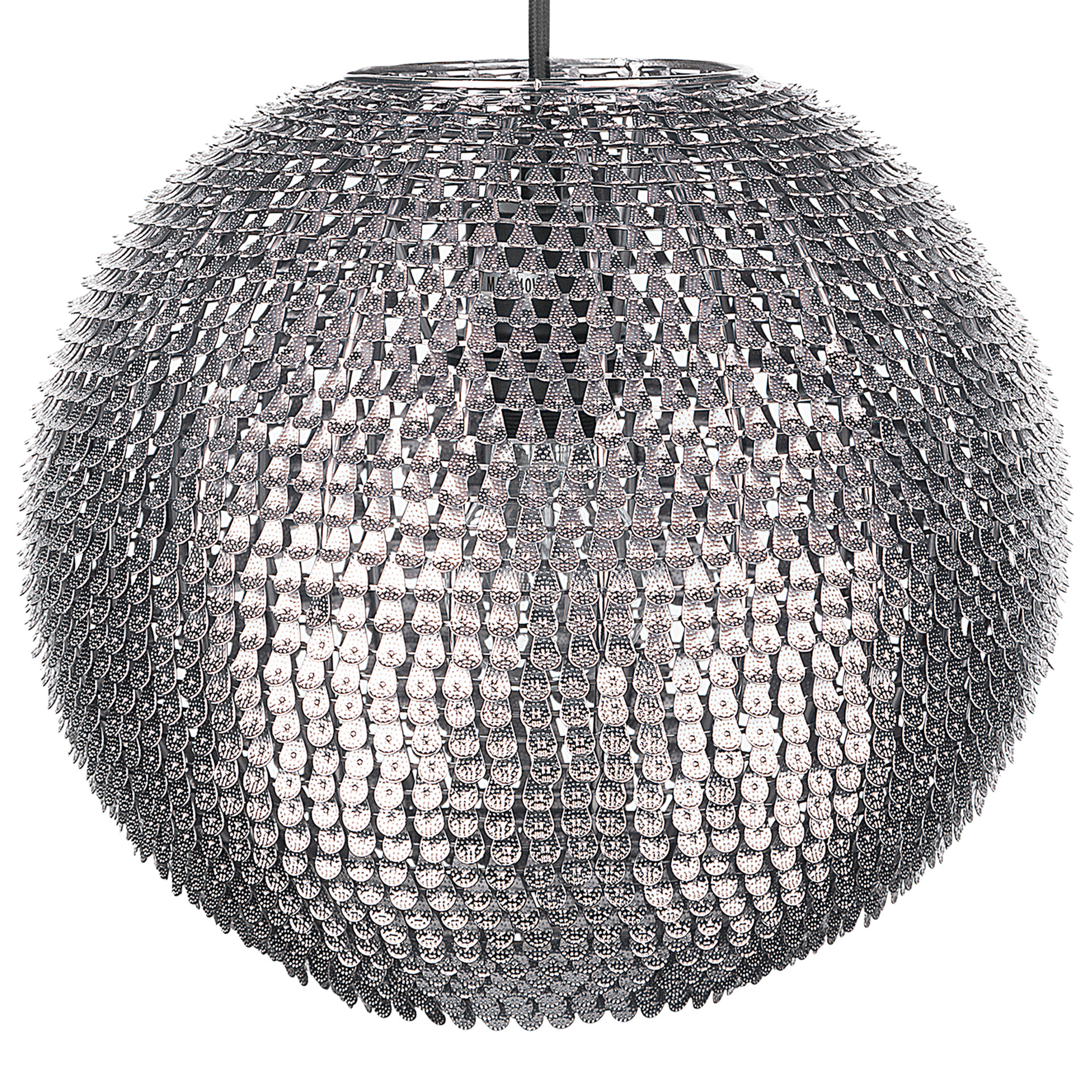 Beliani Pendant Light Silver Metal Globe Lamp Sparkle Scales
