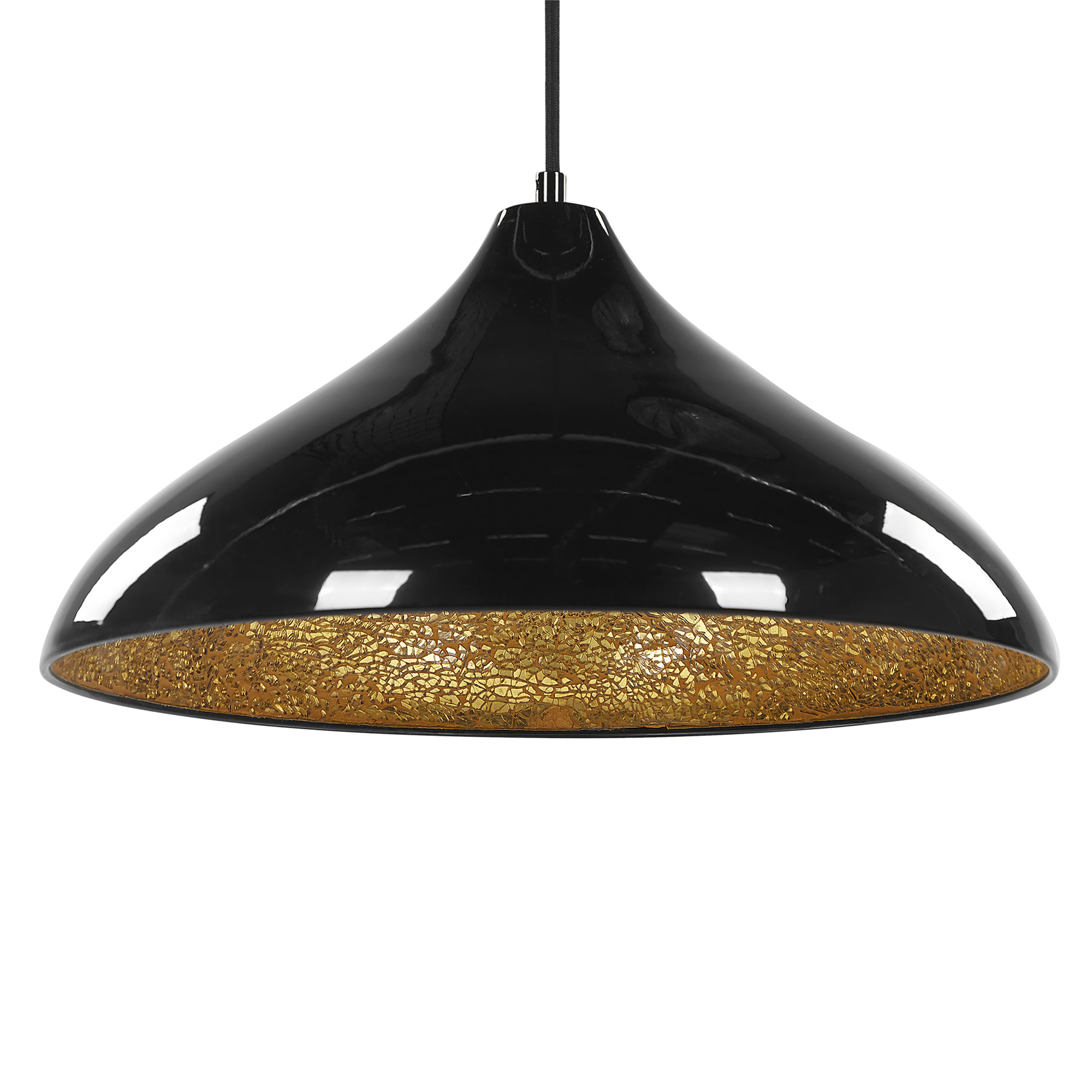 Beliani Ceiling Light Pendant Black with Cracked Glass Lamp
