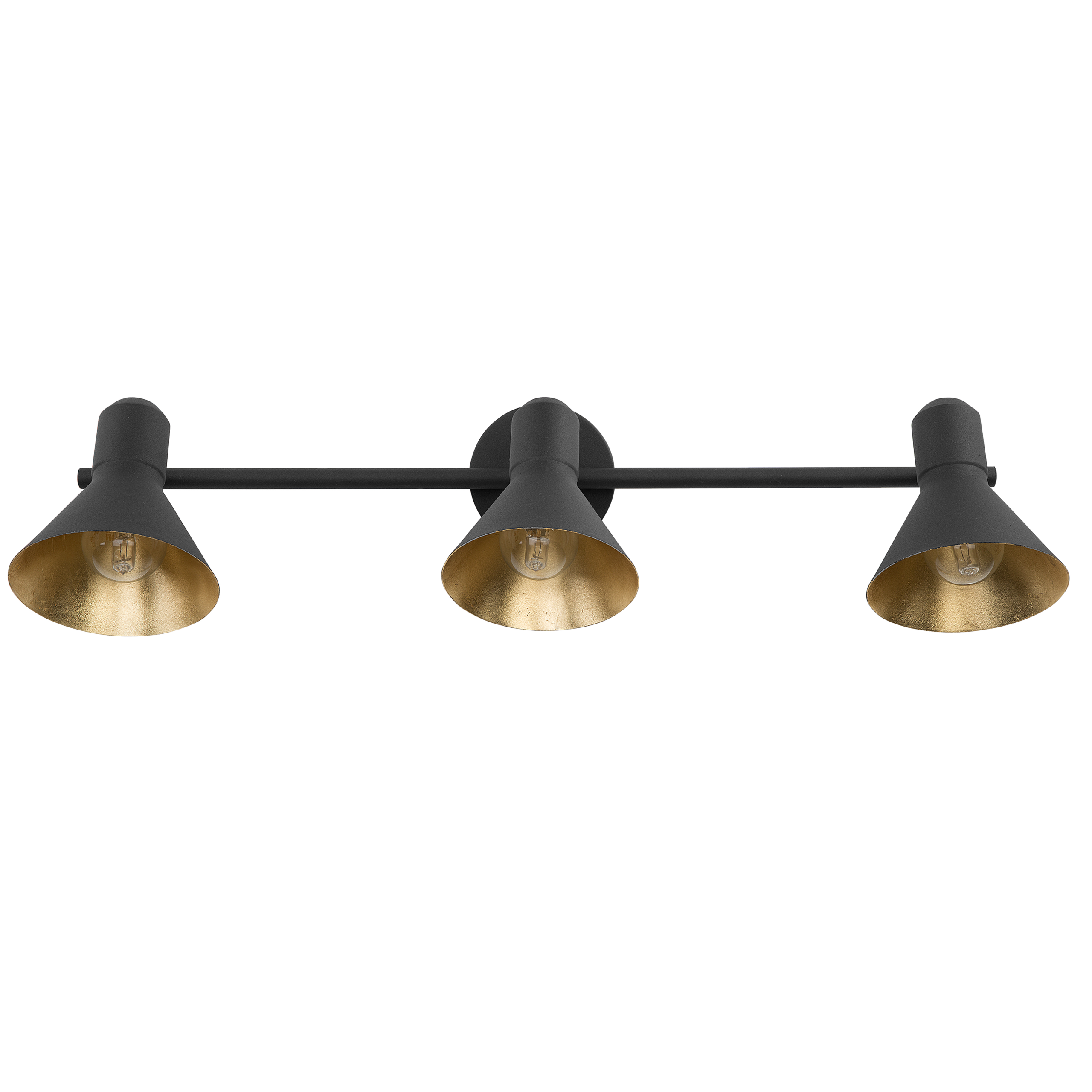 Beliani Wall Track Light Black Metal 3-Light Lamp Swing Arm Cone Shade