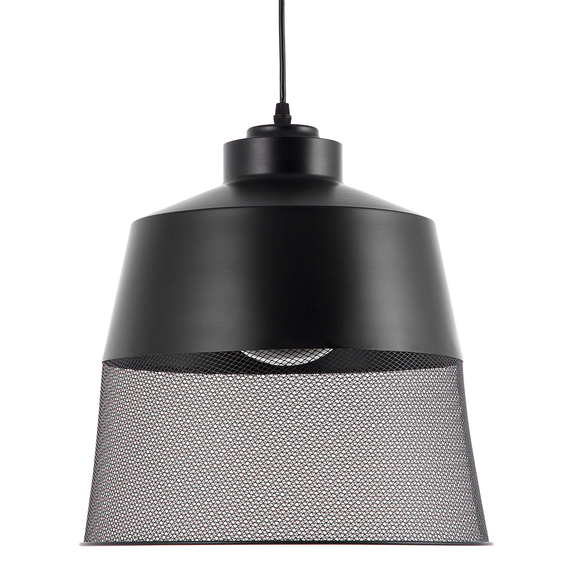 Beliani Pendant Lamp Black Metal Mesh Vintage Industrial Design Ceiling Light