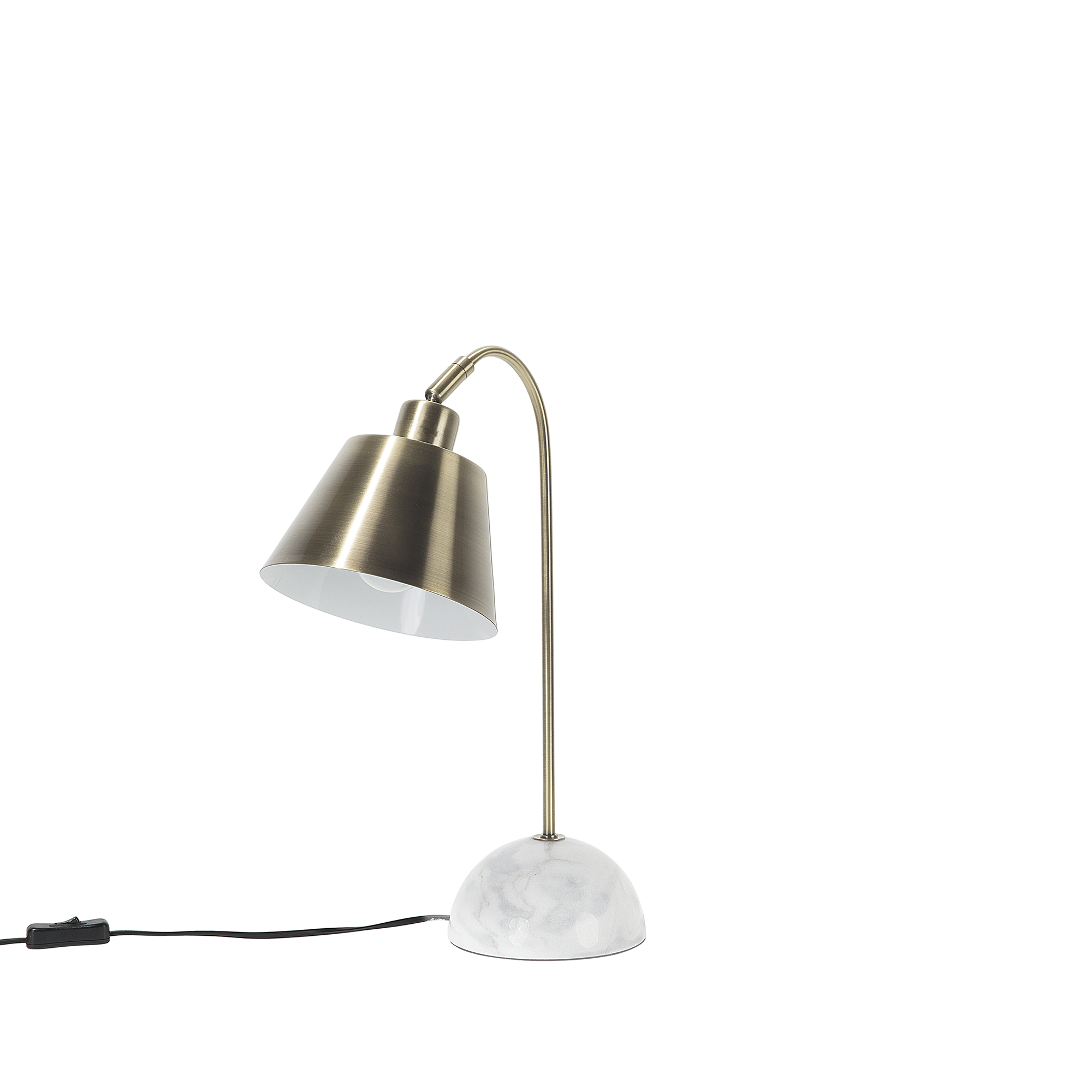 Beliani Table Lamp Desk Light Brass Metal Adjustable Bell Shade Marble Base